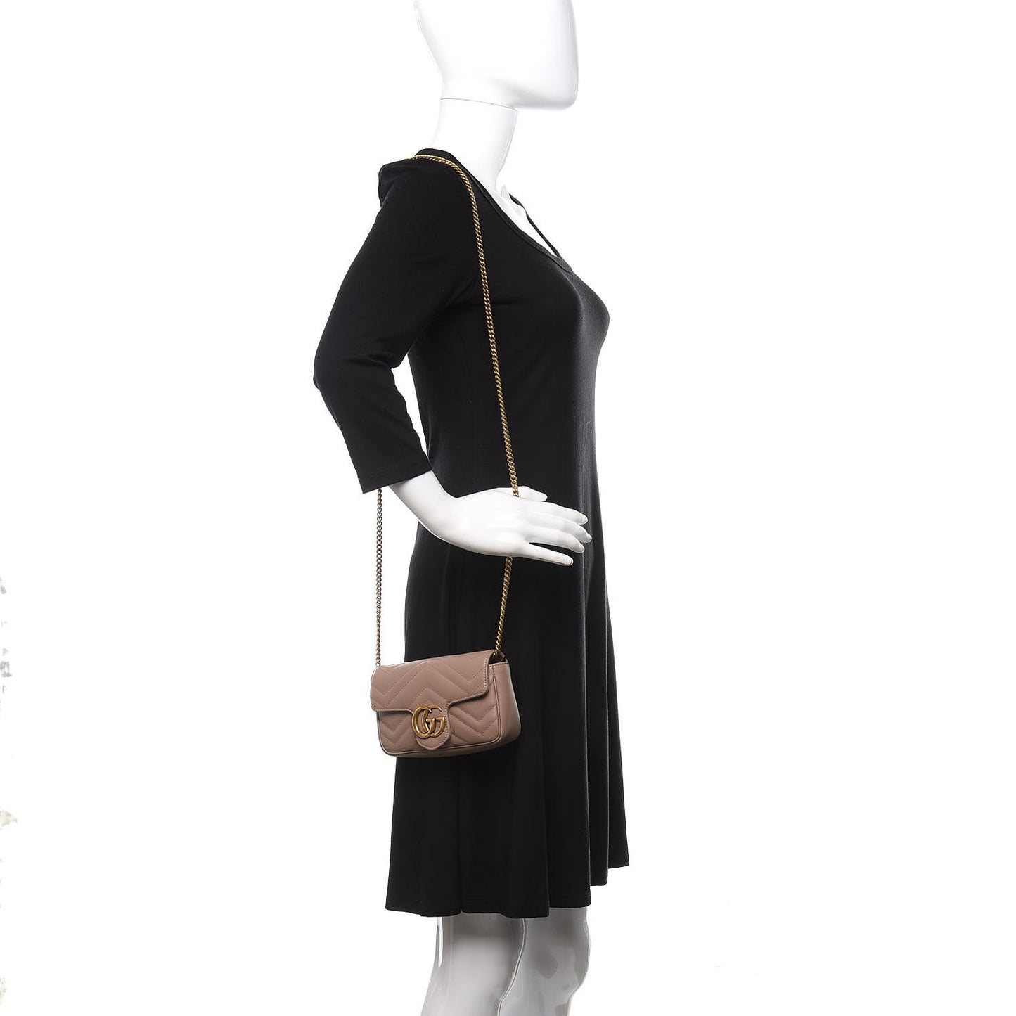 Calfskin Matelasse Super Mini GG Marmont Shoulder Bag Porcelain Rose