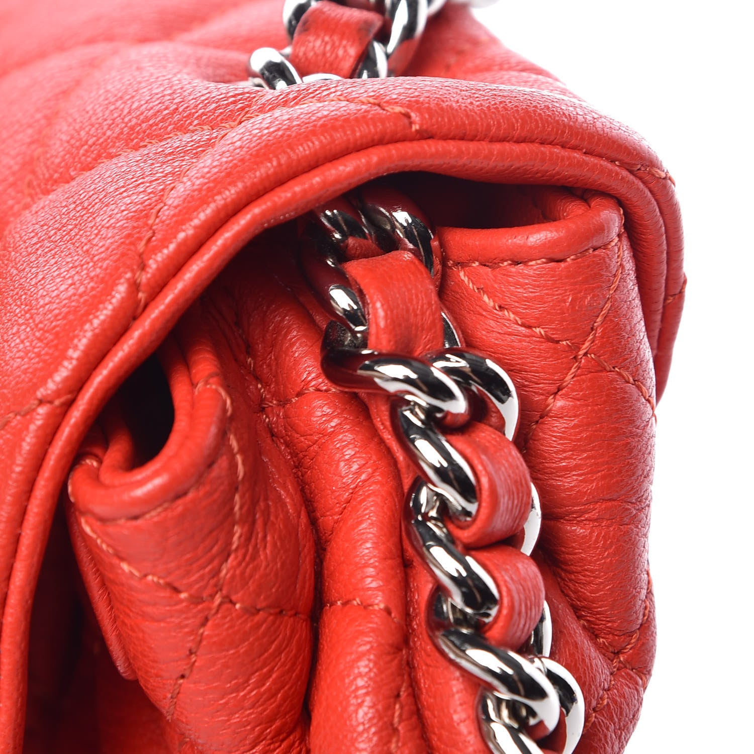 Chanel Washed Lambskin Quilted Mini Chain Around Flap Red 9 of 11