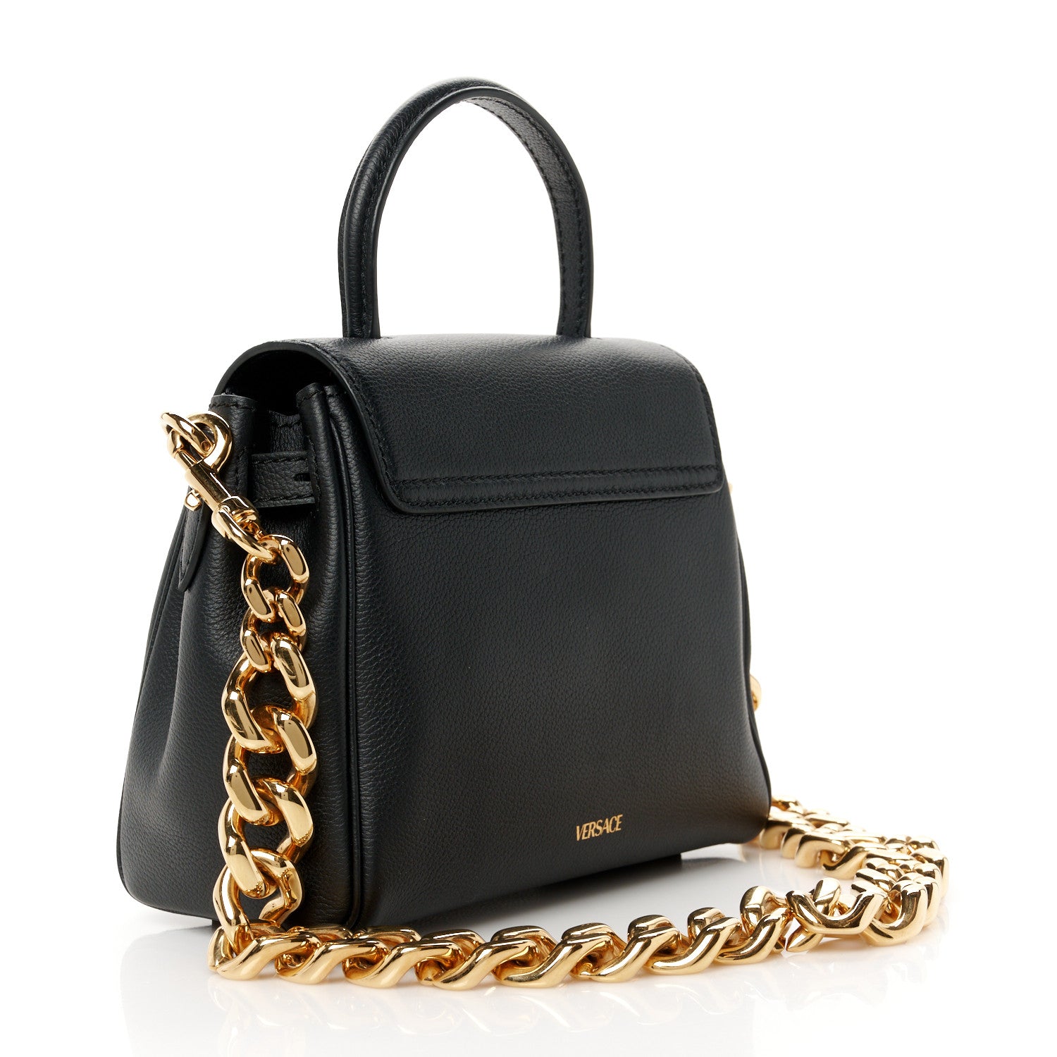 Versace Grained Calfskin Small La Medusa Top Handle Bag Black 3 of 11