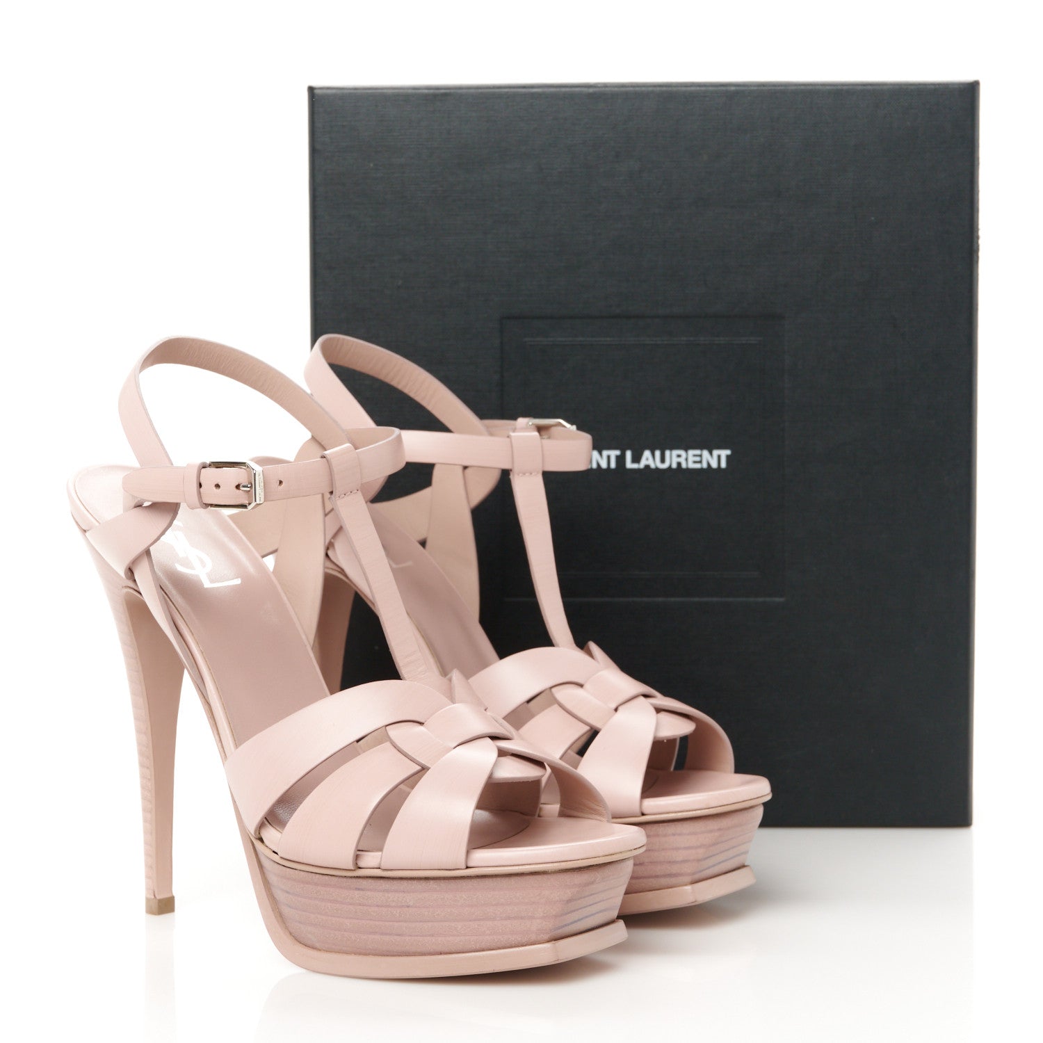 Saint Laurent Calfskin Tribute 105 Platform Sandals 40 Rose Antic 10 of 10