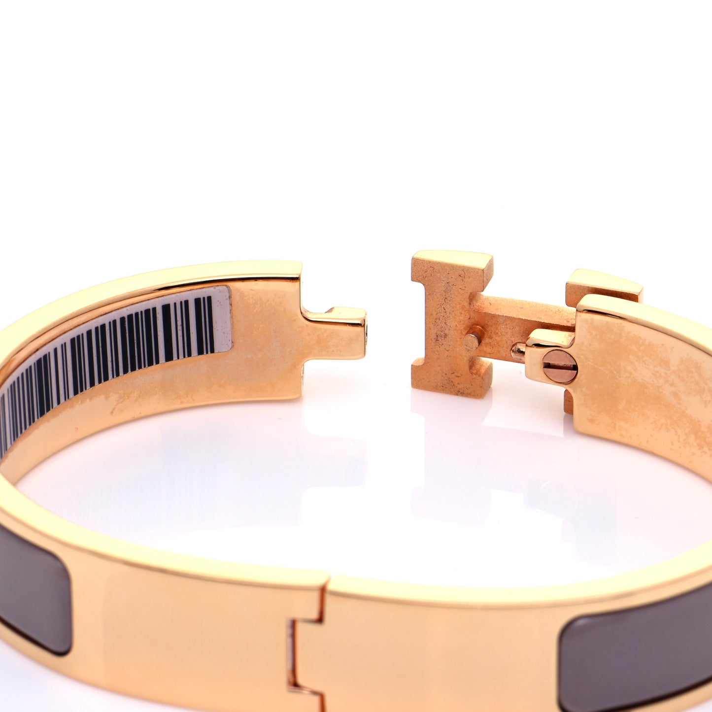 Enamel Narrow Clic Clac H Bracelet PM Marron Glace