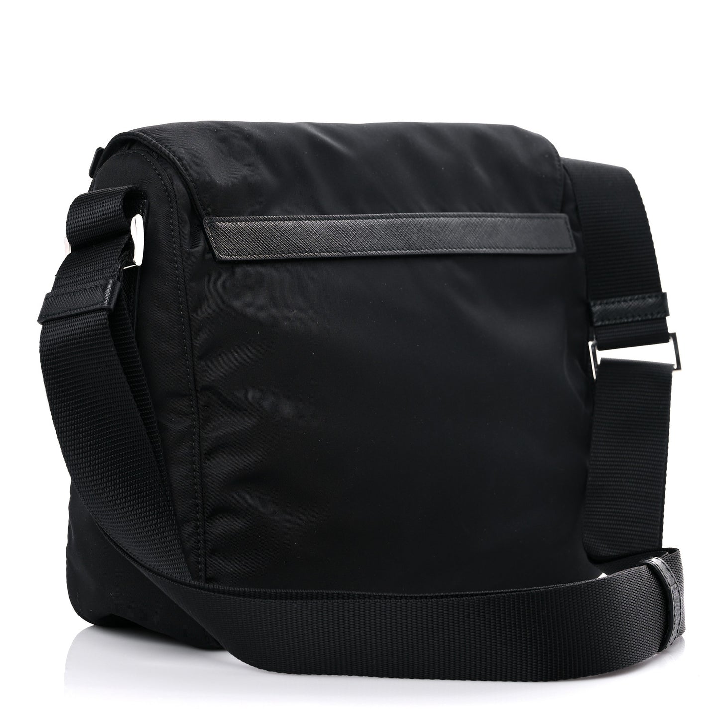 Nylon Vela Saffiano Single Buckle Messenger Shoulder Bag Black