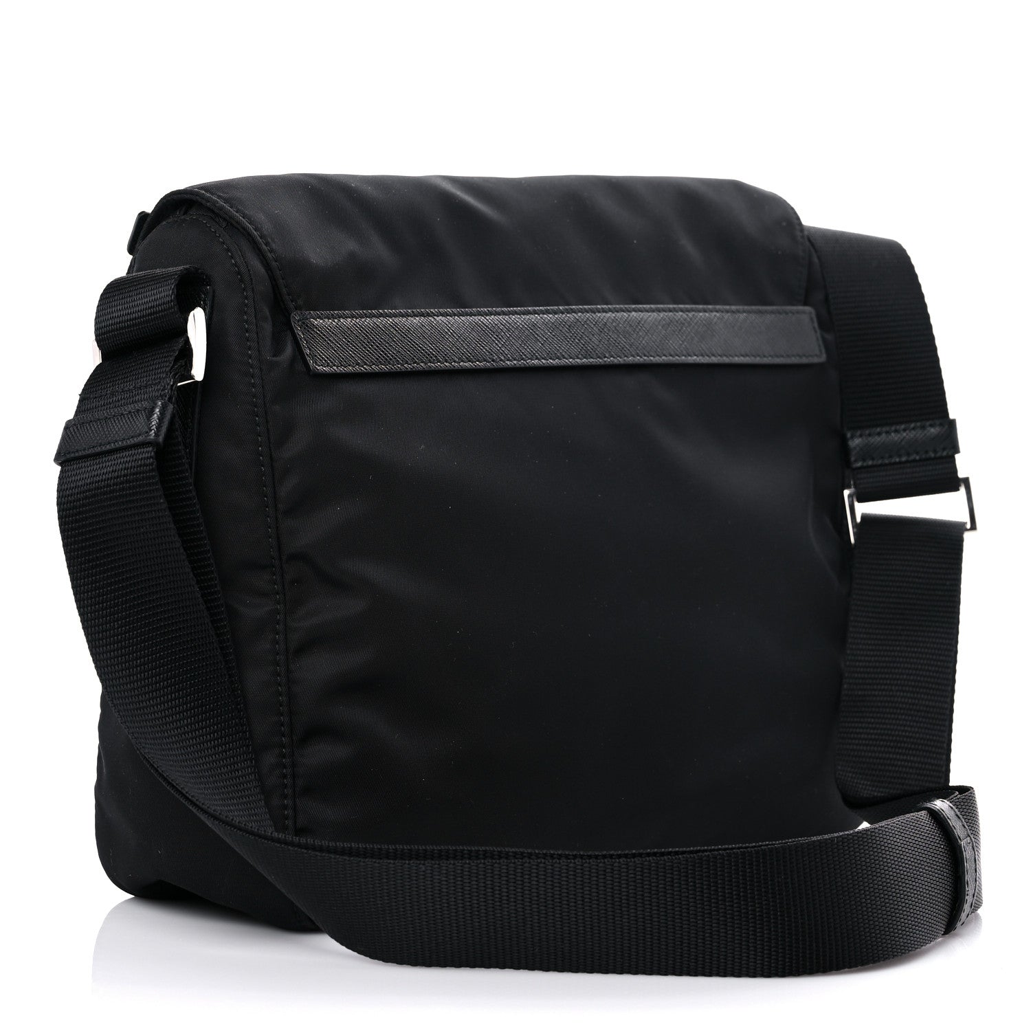 Prada Nylon Vela Saffiano Single Buckle Messenger Shoulder Bag Black 3 of 11