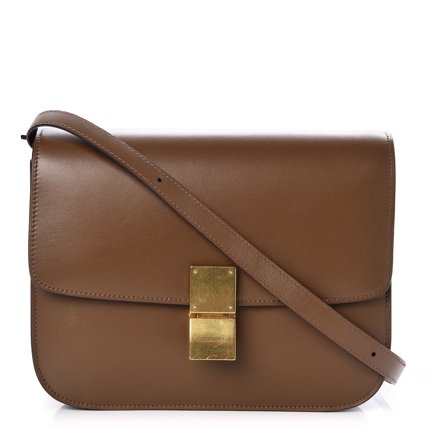 Box Calfskin Medium Classic Box Flap Bag Camel
