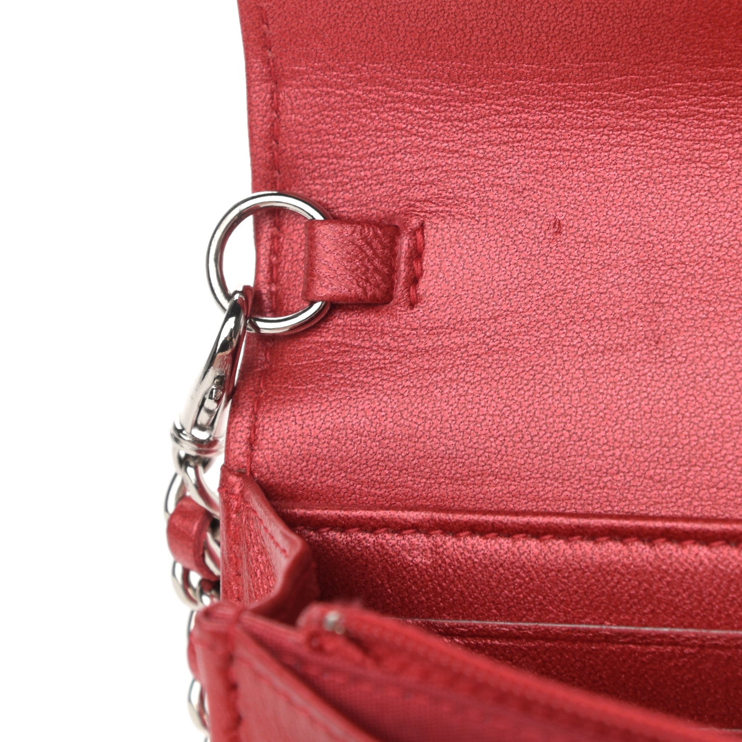 Chanel Lizard Wallet On Chain WOC Red 13 of 13