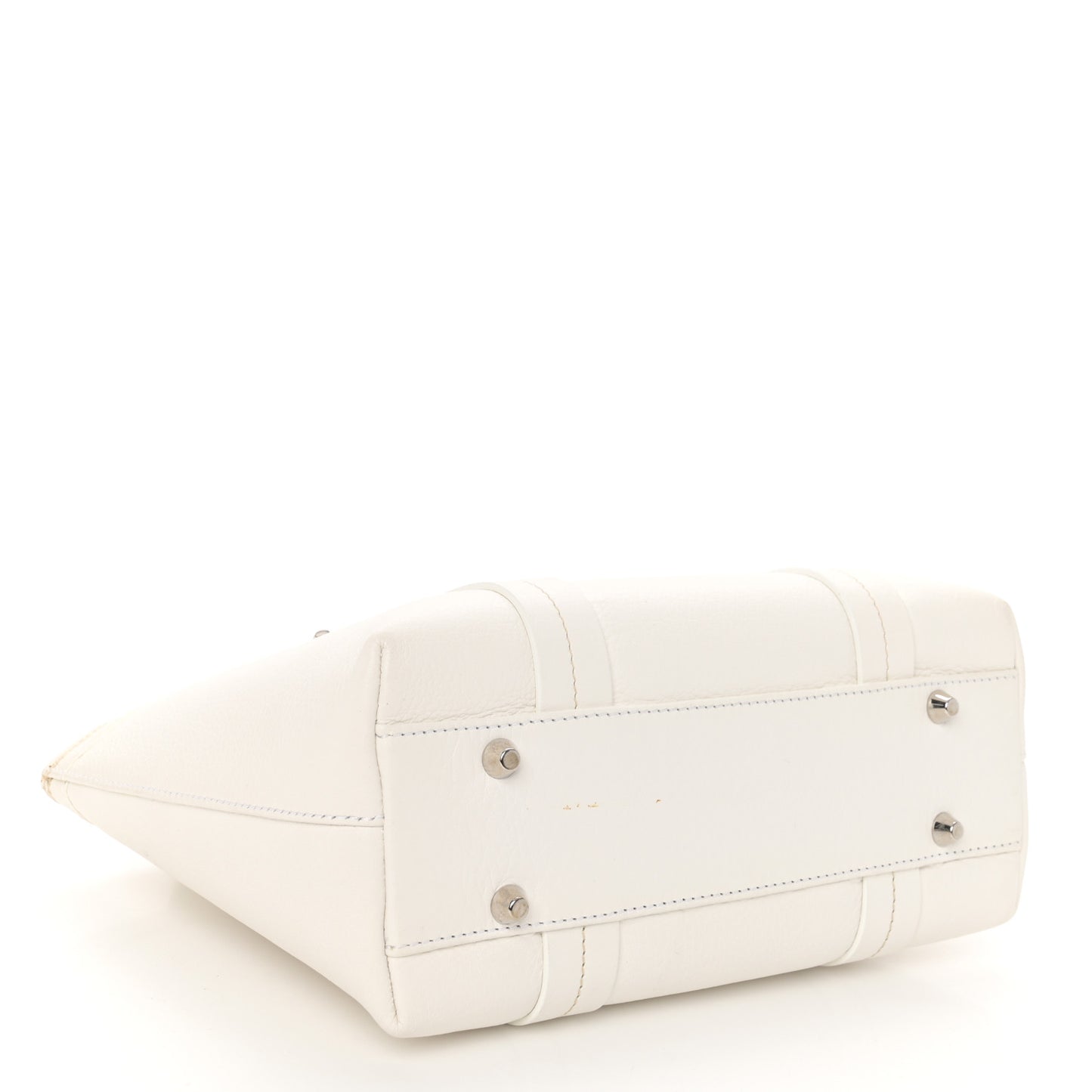 Grained Calfskin Small Dome Bag White