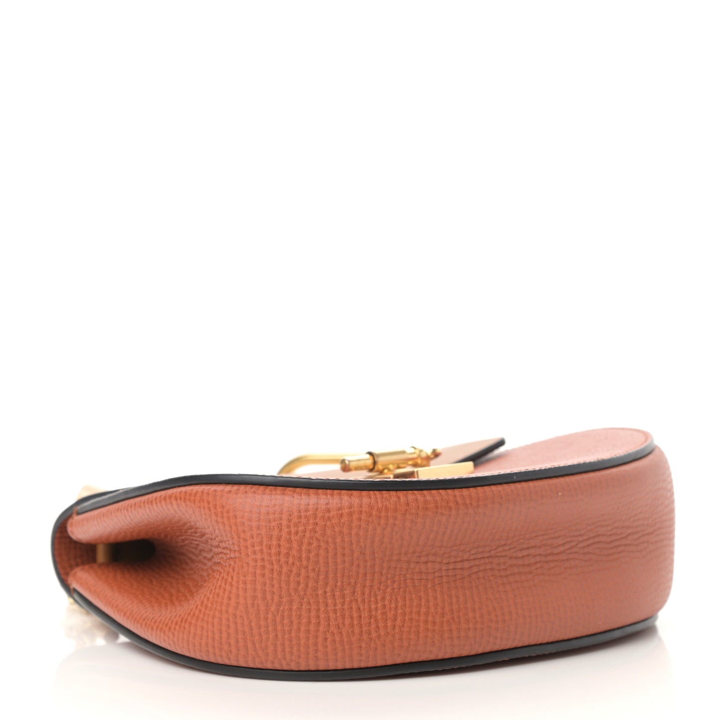 Grained Calfskin Lambskin Bi-Color Drew Shoulder Bag Orange Mustard