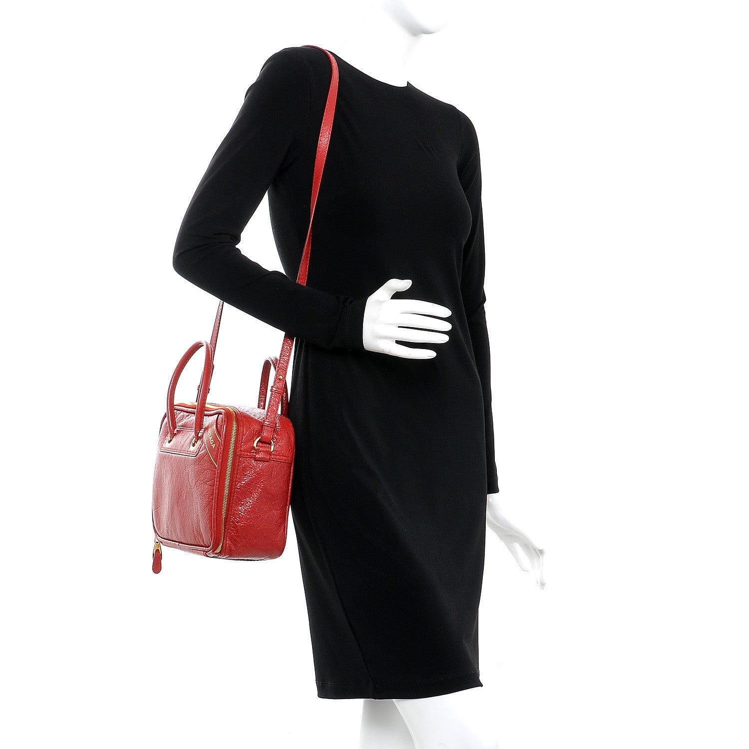Balenciaga Agneau S Blanket Square Tote Rouge Brique 2 of 7