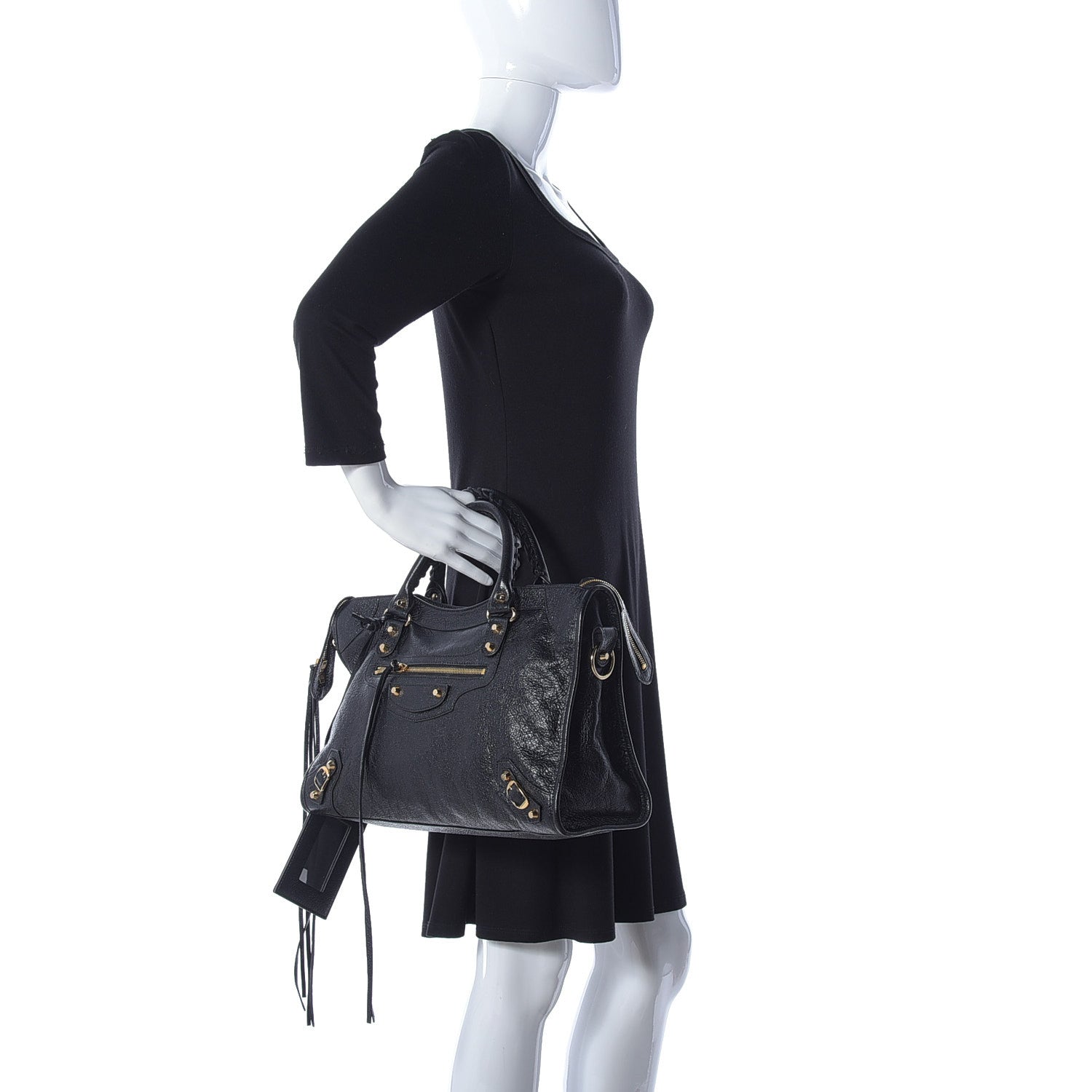 Balenciaga Agneau Classic Gold Hardware City Graffiti Logo Strap Black 3 of 9