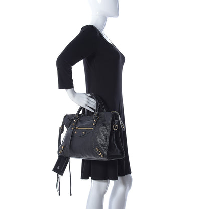 Balenciaga Agneau Classic Gold Hardware City Graffiti Logo Strap Black 3 of 9