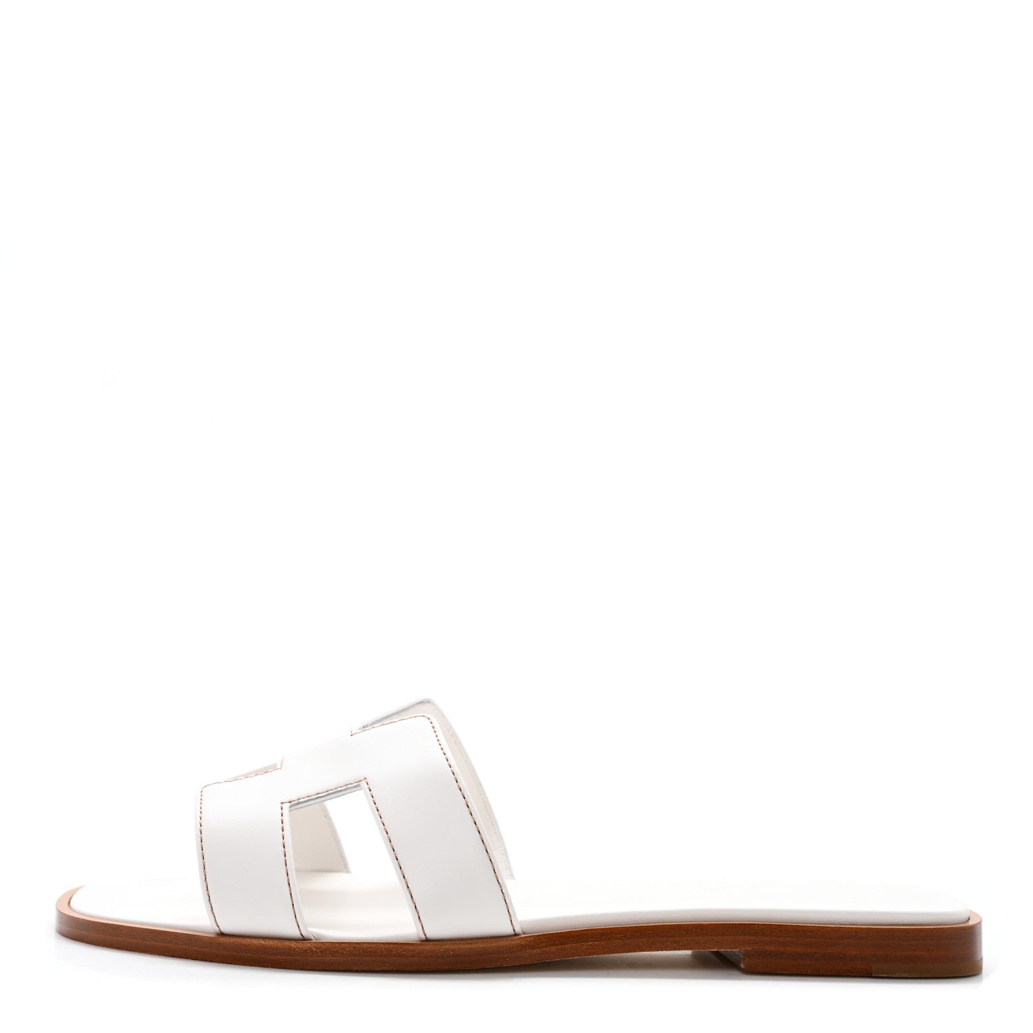 Hermes Box Calfskin Oran Sandals 37 White 1 of 9