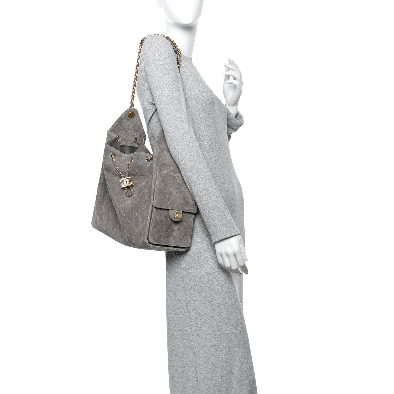 Chanel Suede Quilted Medium Chanel 25 Handbag Grey 2 of 11