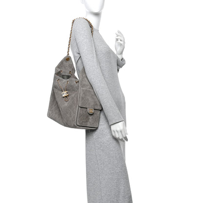 Chanel Suede Quilted Medium Chanel 25 Handbag Grey 2 of 11