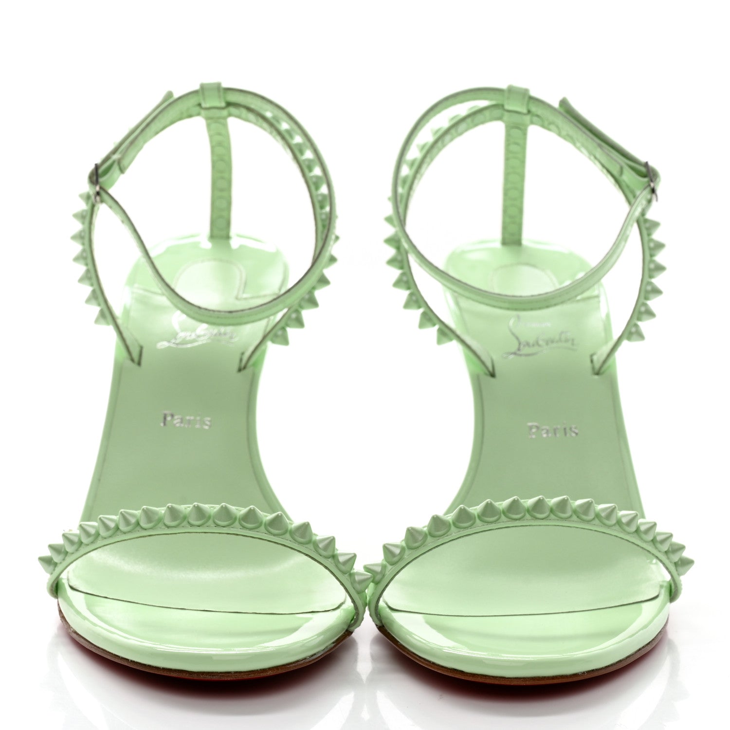 Christian Louboutin Patent Calfskin So Me Spike 85 Wedge Sandals 38 Studio Green 2 of 8