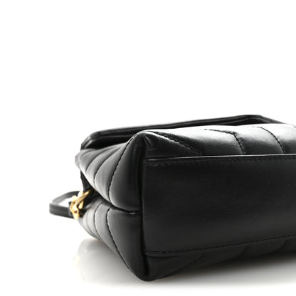 Saint Laurent Calfskin Y Quilted Monogram Toy Loulou Crossbody Bag Black 8 of 9