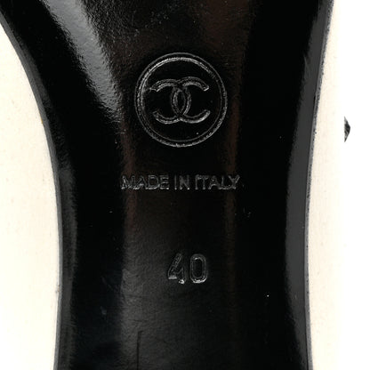 Chanel Fabric Cap Toe CC Ballerina Ankle Wrap Pumps 40 White Black 7 of 7
