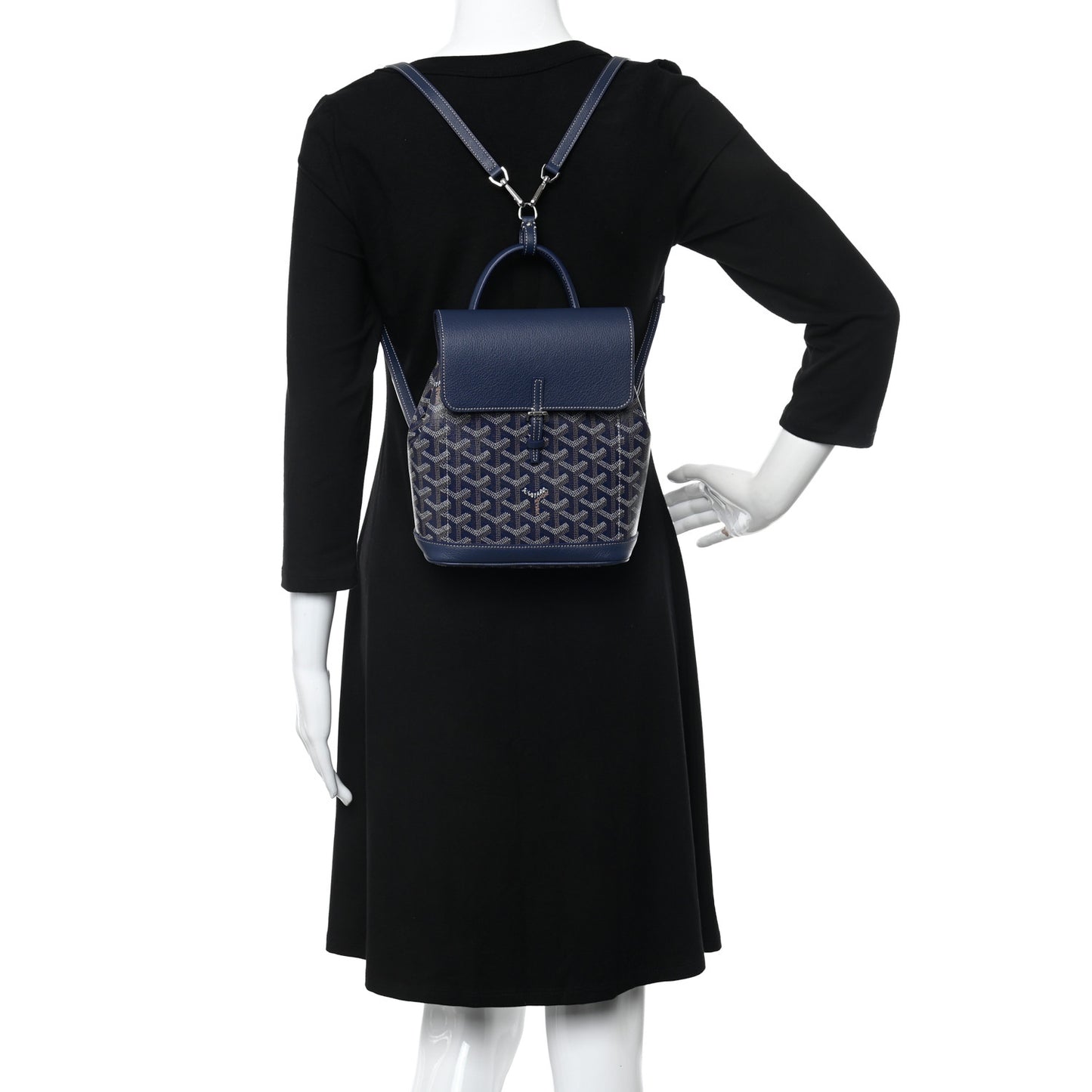 Goyardine Calfskin Mini Alpin Backpack Navy