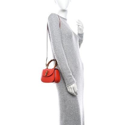Gucci Boarded Dyana Lux Calfskin Web Mini Bamboo 1947 Top Handle Bag Calypso Orange 2 of 11