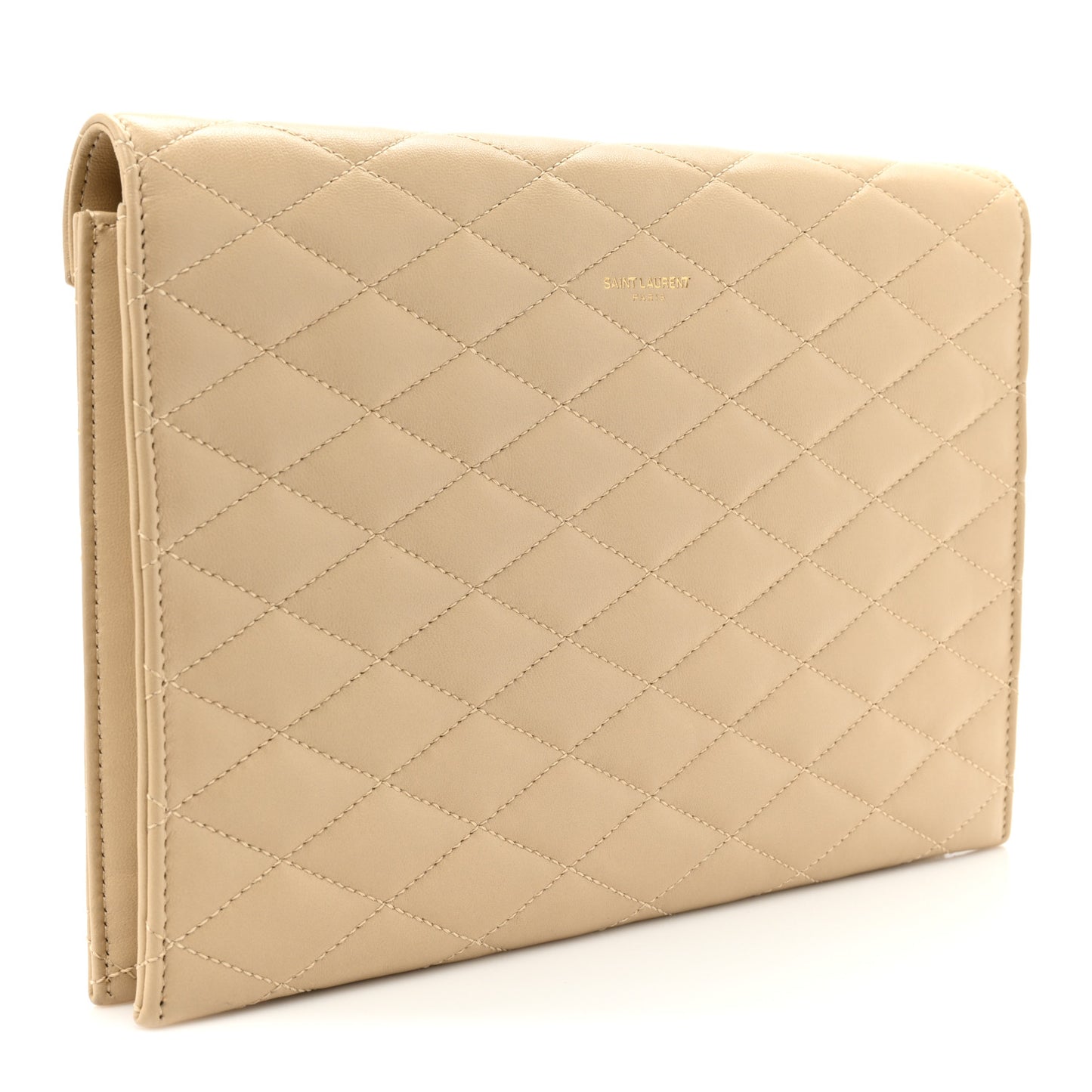 Lambskin Quilted Sade Envelope Clutch Nude Powder