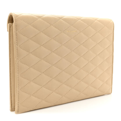 Saint Laurent Lambskin Quilted Sade Envelope Clutch Nude Powder 3 of 14
