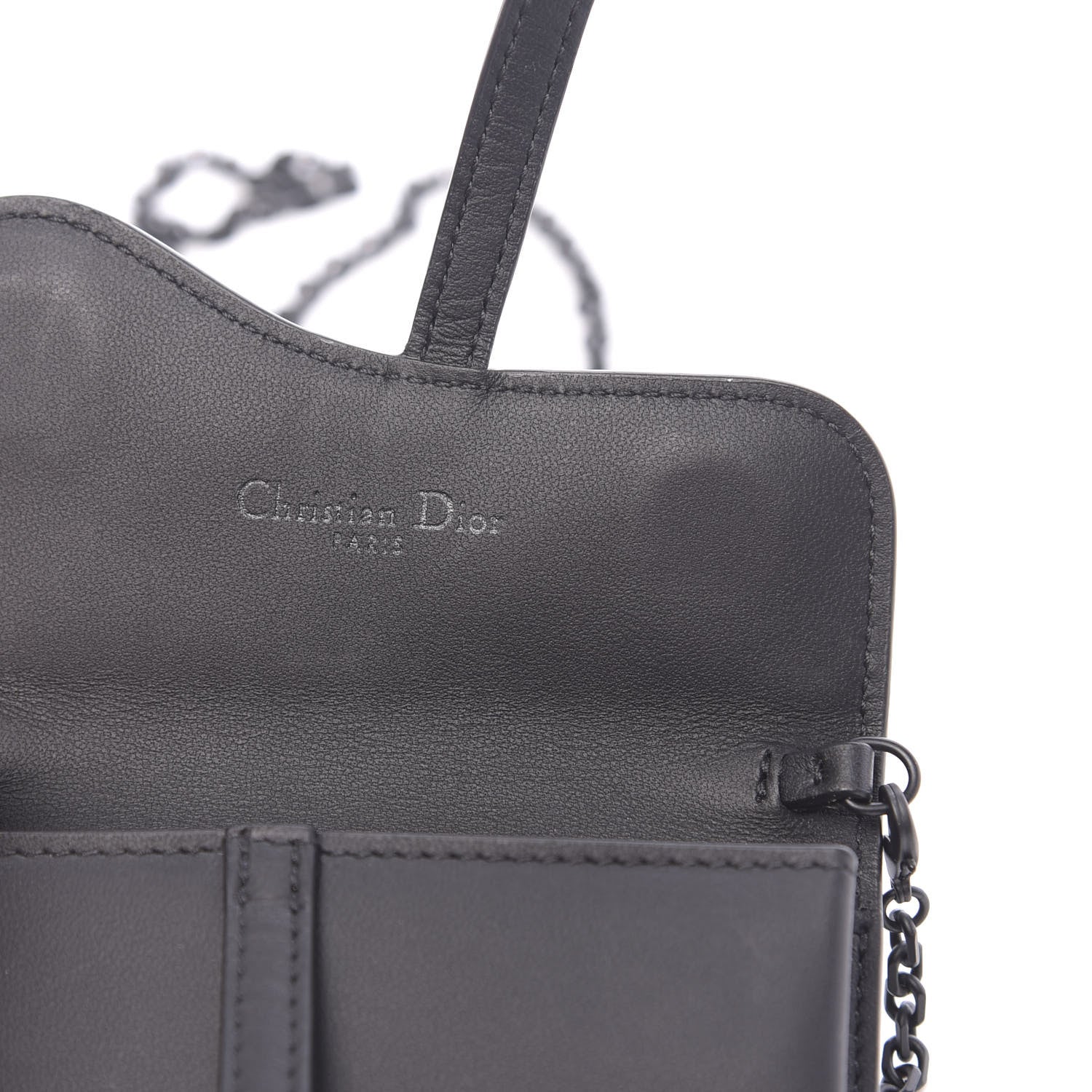 Christian Dior Ultra Matte Calfskin Nano Saddle Chain Pouch Black 6 of 11