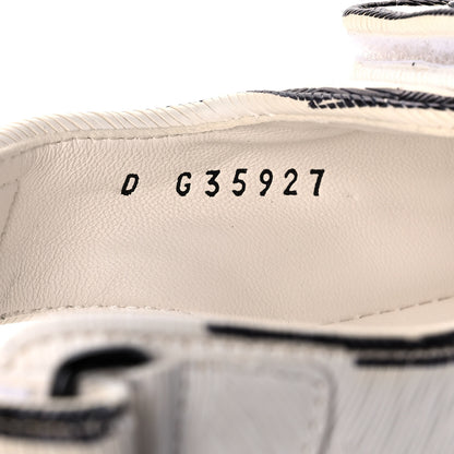 Chanel Calfskin Printed Velcro Dad Sandals 40.5 White Black 8 of 9
