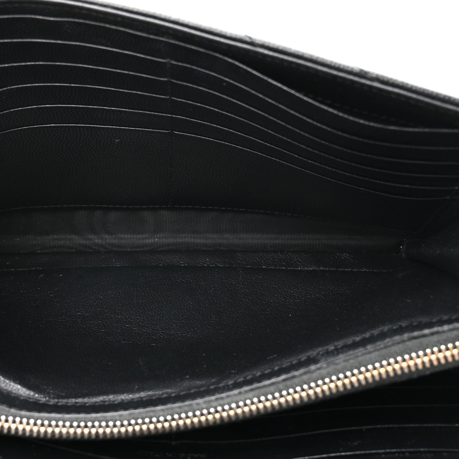 Saint Laurent Grain De Poudre Matelasse Chevron Monogram Chain Wallet Black 6 of 15