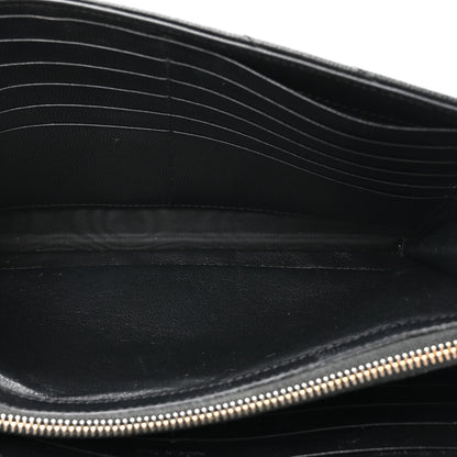 Saint Laurent Grain De Poudre Matelasse Chevron Monogram Chain Wallet Black 6 of 15