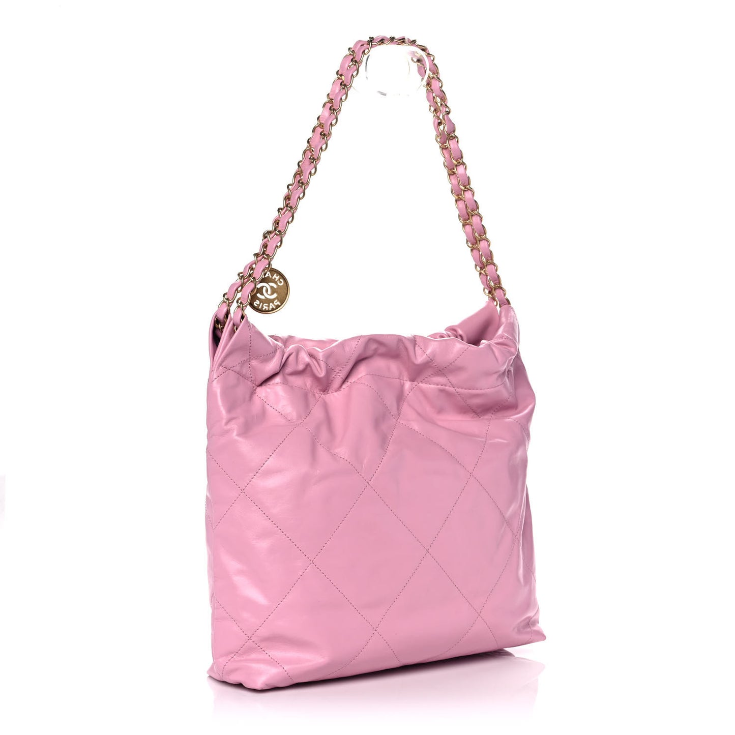 Shiny Calfskin Quilted Small Chanel 22 Pink