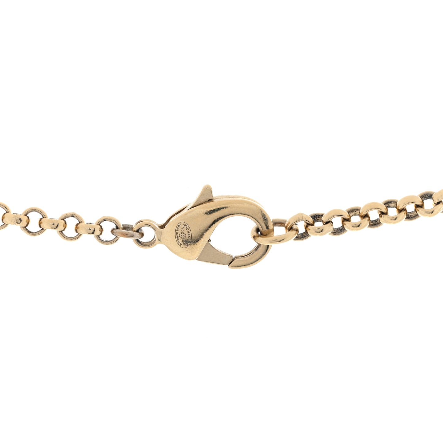 Pearl Bead Enamel CC Long Necklace Gold Black White