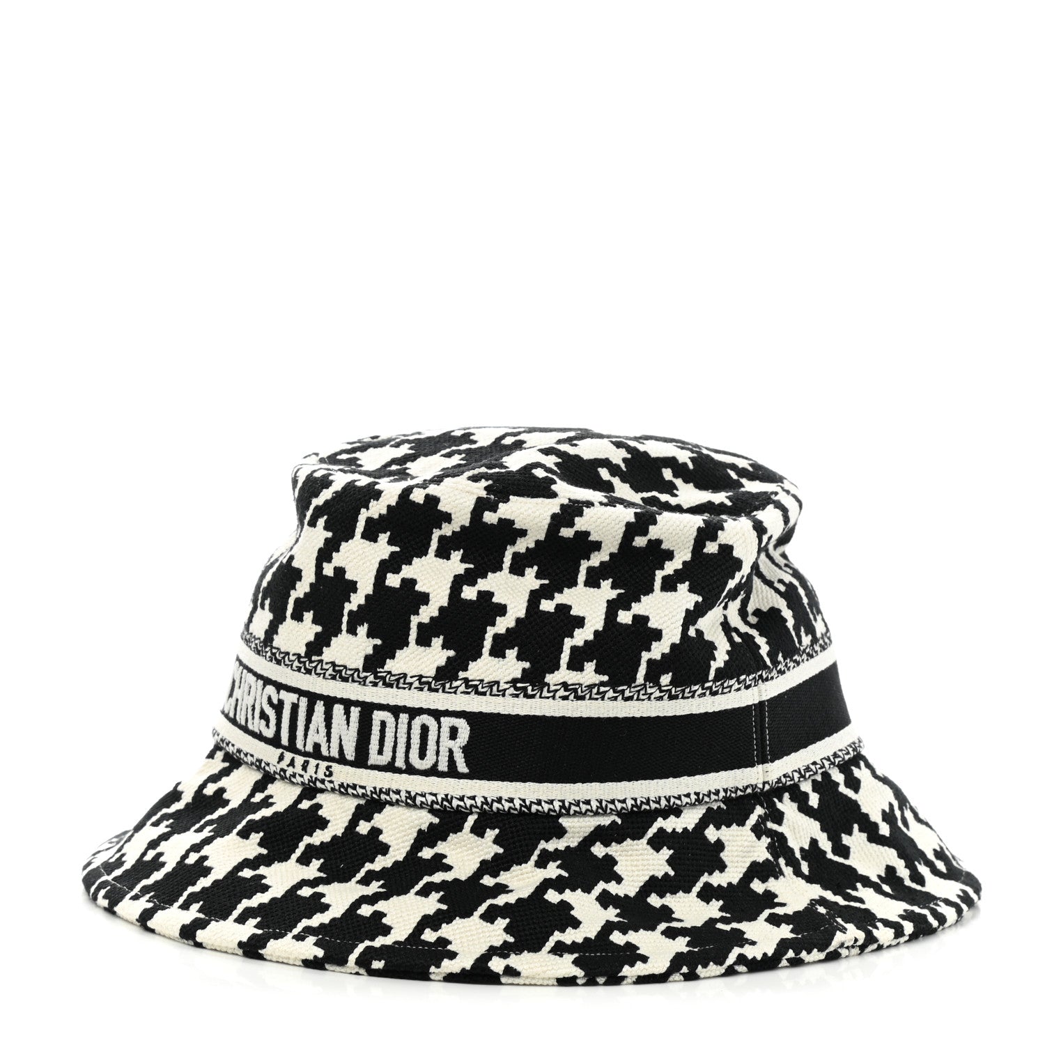 Christian Dior Pied De Poule Bucket Hat 58 Black White 1 of 8