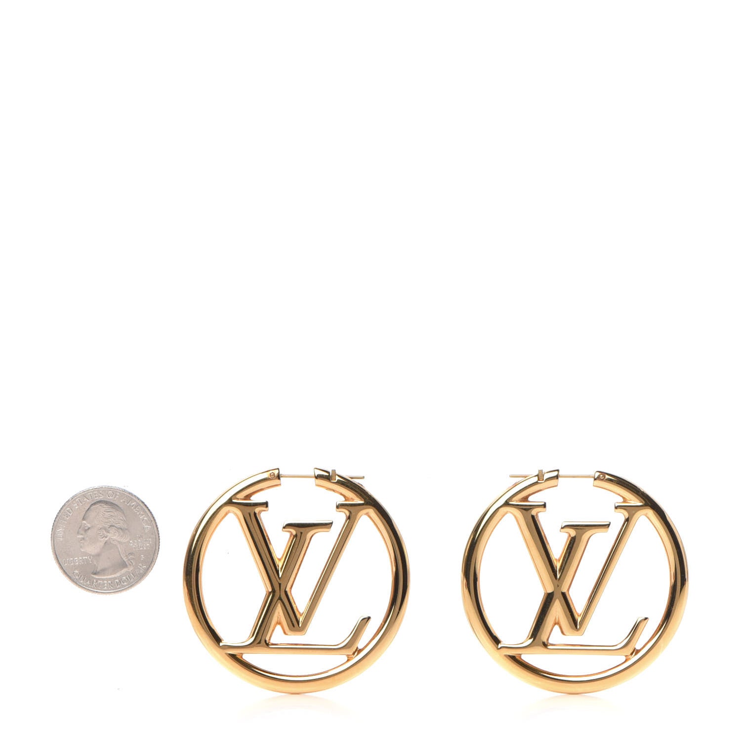 Louis Vuitton Metal Louise Hoop Earrings Gold 2 of 5