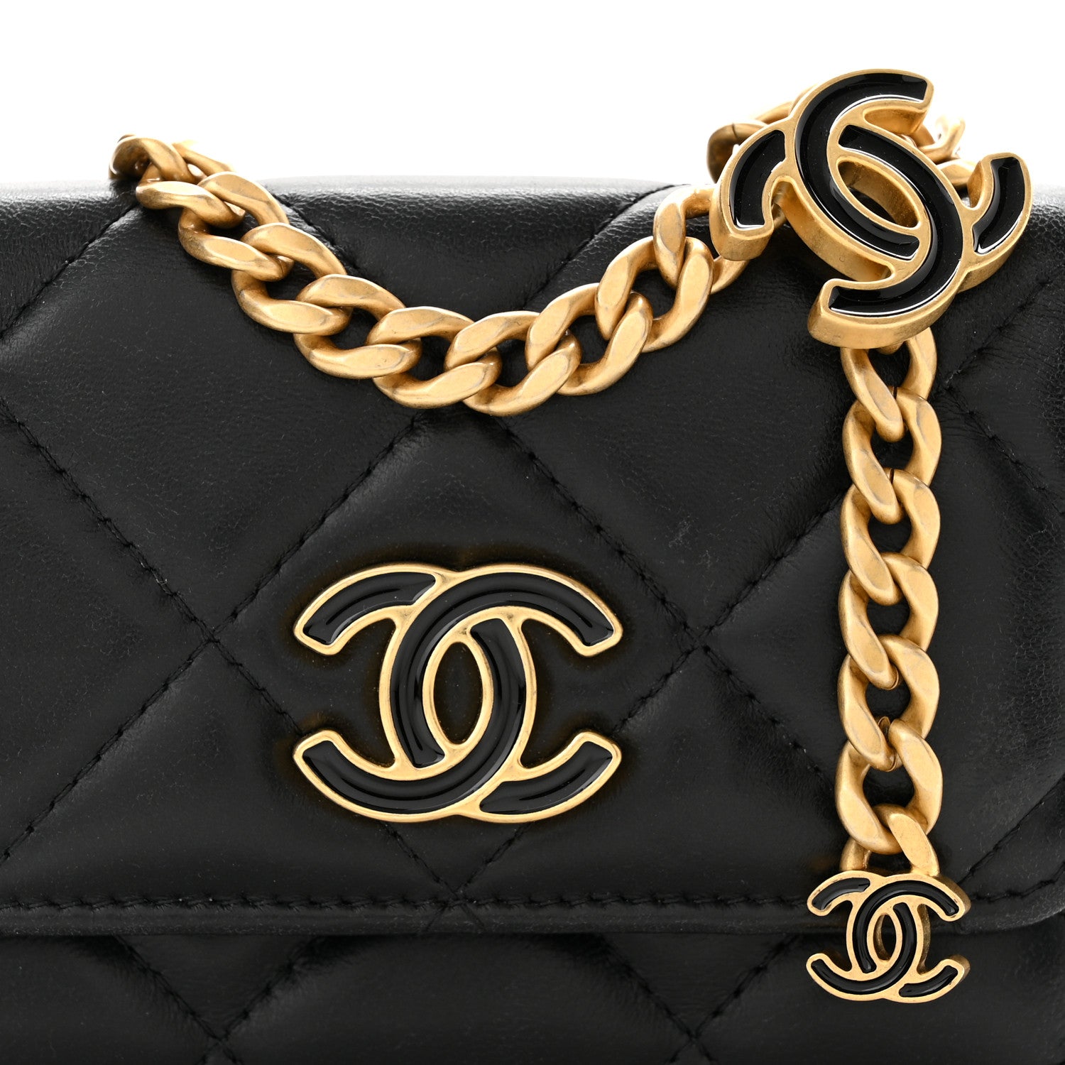 Chanel Lambskin Enamel Quilted Pending CC Flap Belt Bag Black 7 of 10