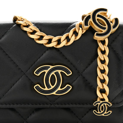 Chanel Lambskin Enamel Quilted Pending CC Flap Belt Bag Black 7 of 10