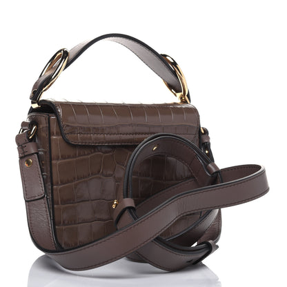 Chloe Calfskin Crocodile Embossed Mini C Double Carry Taupe 4 of 15