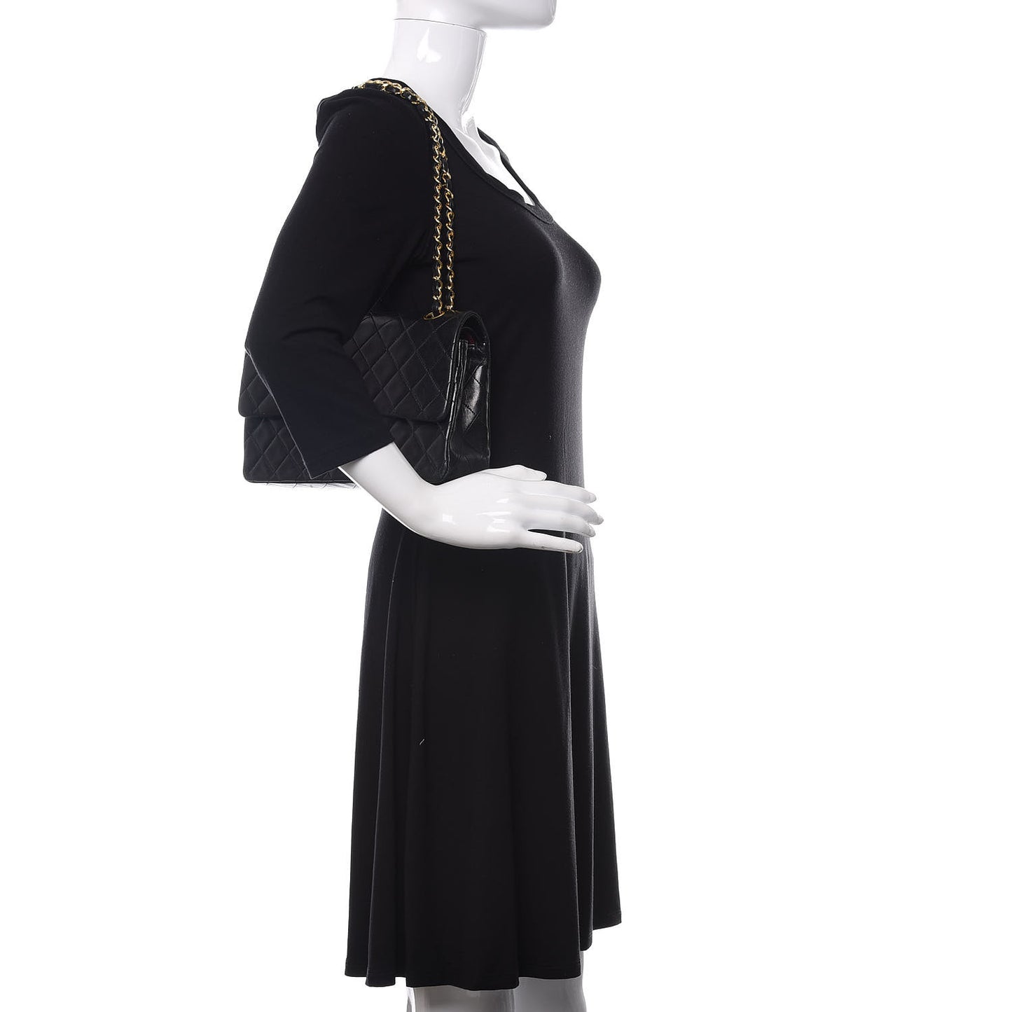 Lambskin Quilted Medium Double Flap Black