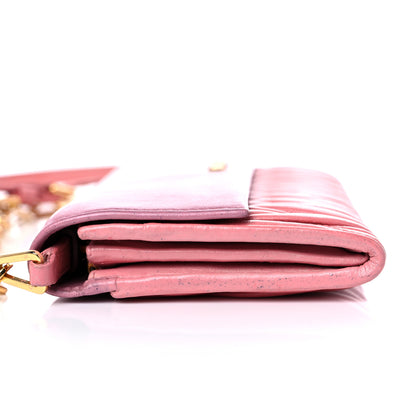 Miu Miu Nappa Matelasse Bicolor Wallet On Chain Loto Orchide 20 of 20