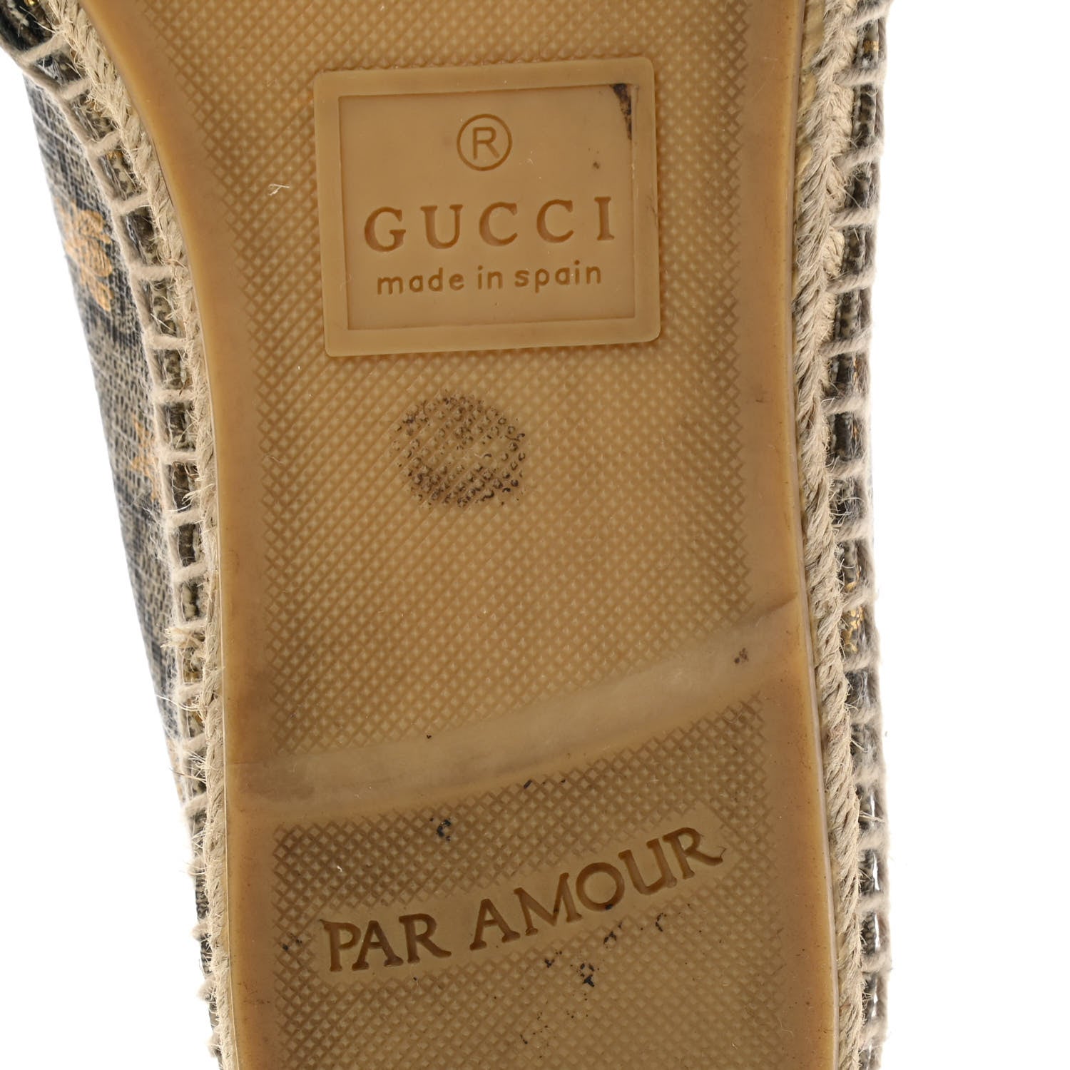 Gucci GG Supreme Monogram Bees Espadrille Flats 38 Beige Ebony Oro Black 8 of 15