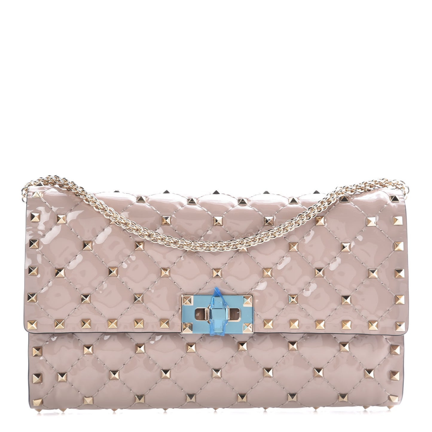 Patent Rockstud Spike Wallet on Chain Poudre