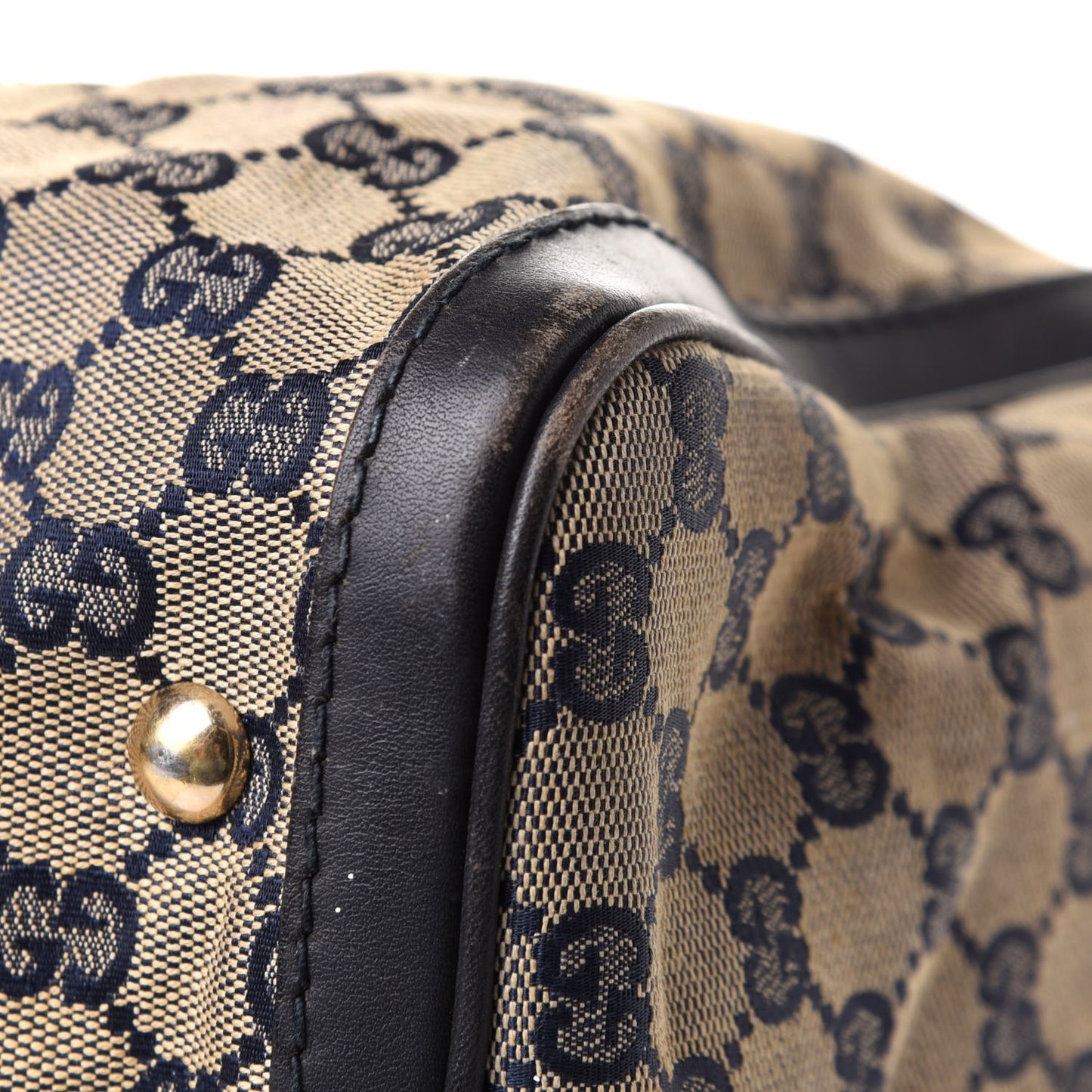Monogram Selleria Calfskin Vintage Web Medium Boston Beige Blue
