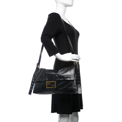 Fendi Vitello Naplak Large Convertible Baguette Black 3 of 8