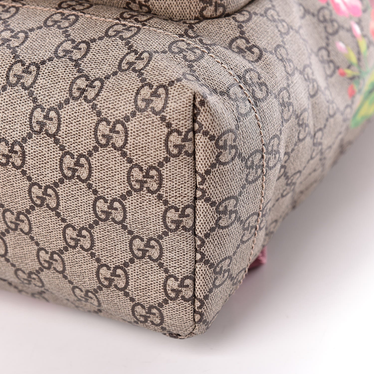 Gucci GG Supreme Monogram Blooms Medium Single Buckle Backpack Beige Multicolor Dry Rose 9 of 10