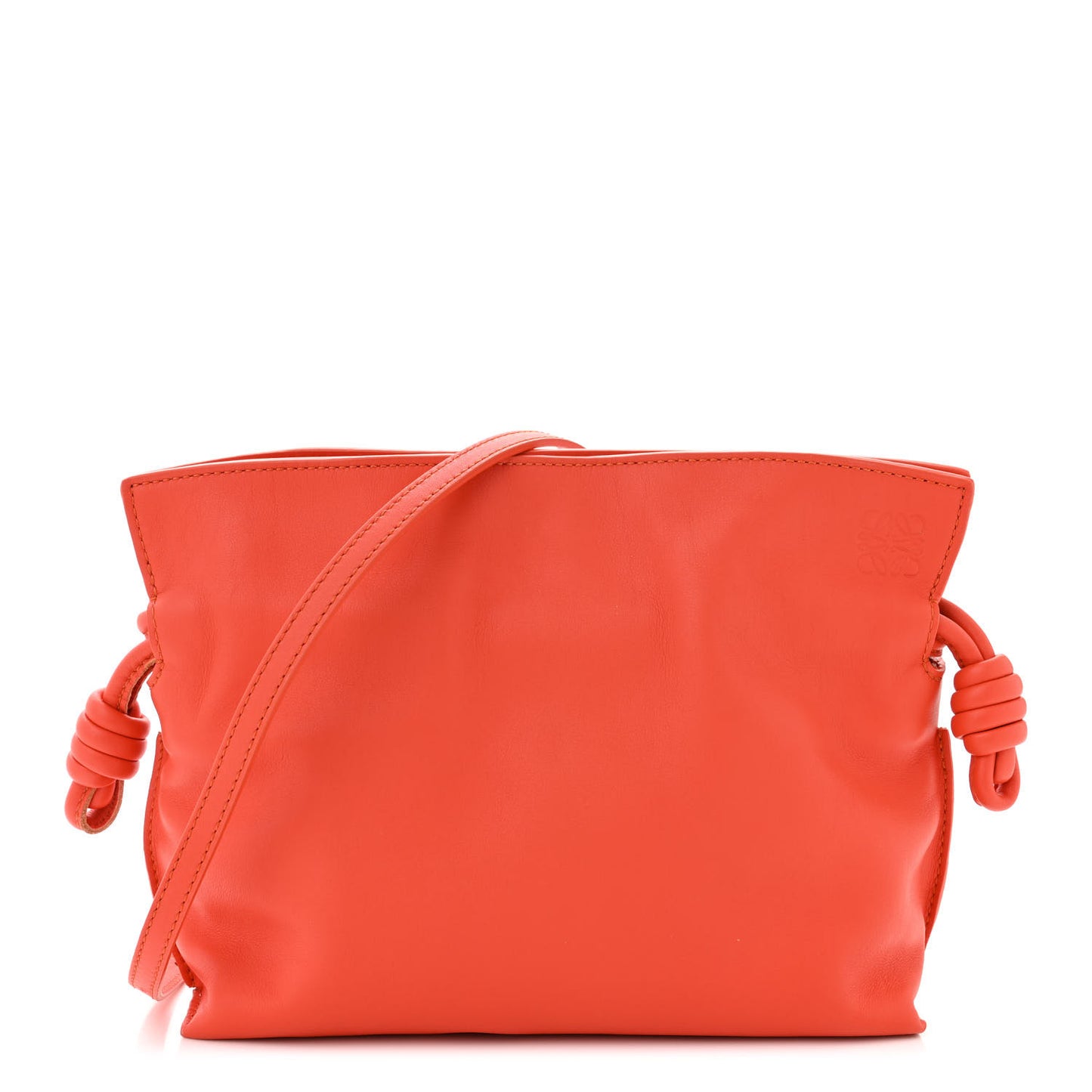 Calfskin Mini Flamenco Knot Clutch Orange