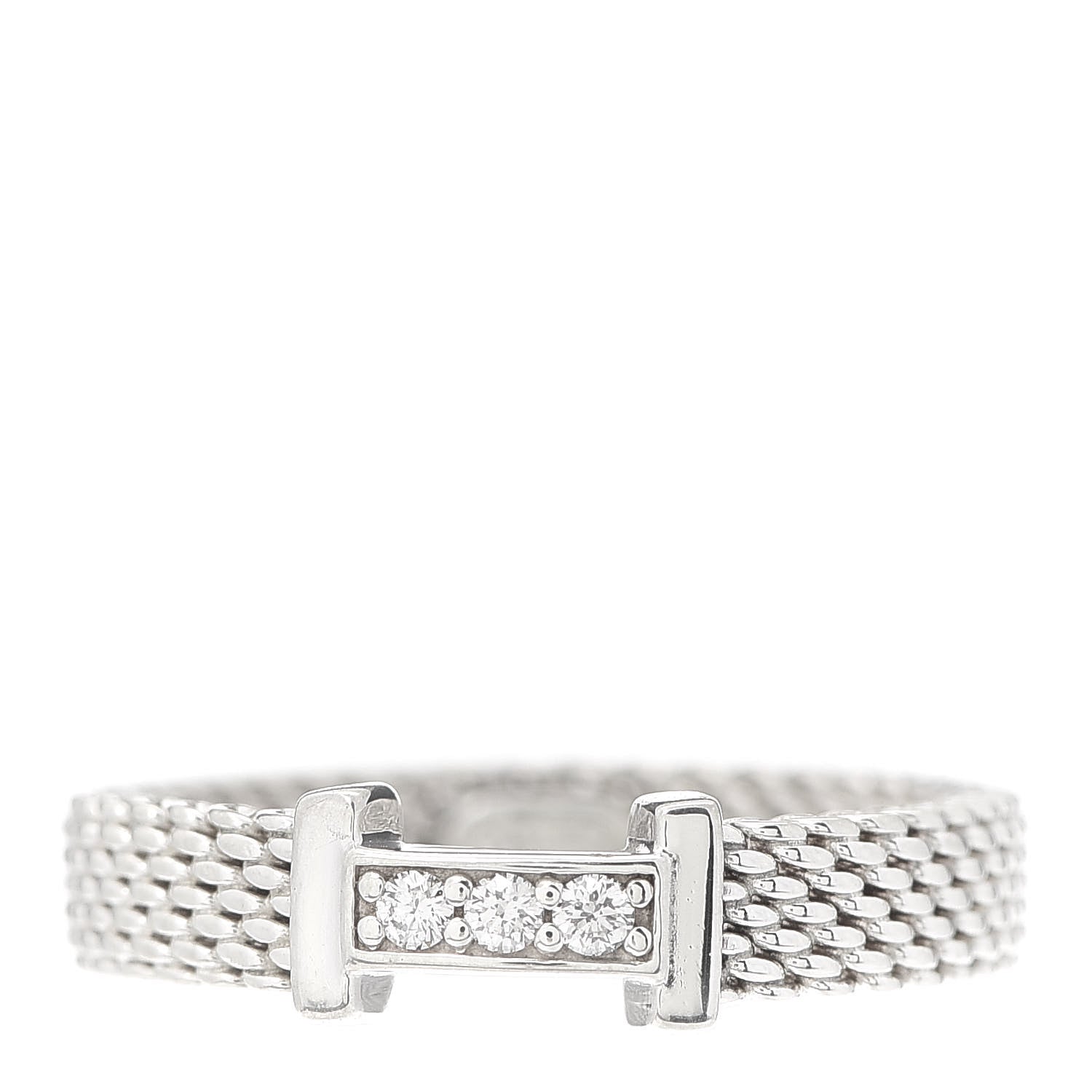 Tiffany Sterling Silver Diamond Narrow Somerset Ring 47 4 1 of 4