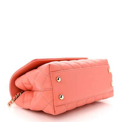 Chanel Caviar Quilted Mini Coco Handle Flap Coral 4 of 10