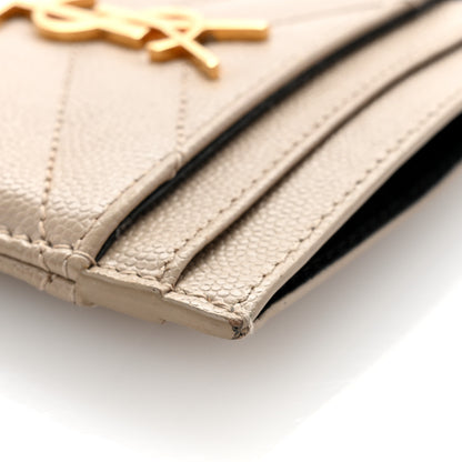 Saint Laurent Grain De Poudre Matelasse Chevron Monogram Credit Card Case Nude Powder 8 of 8