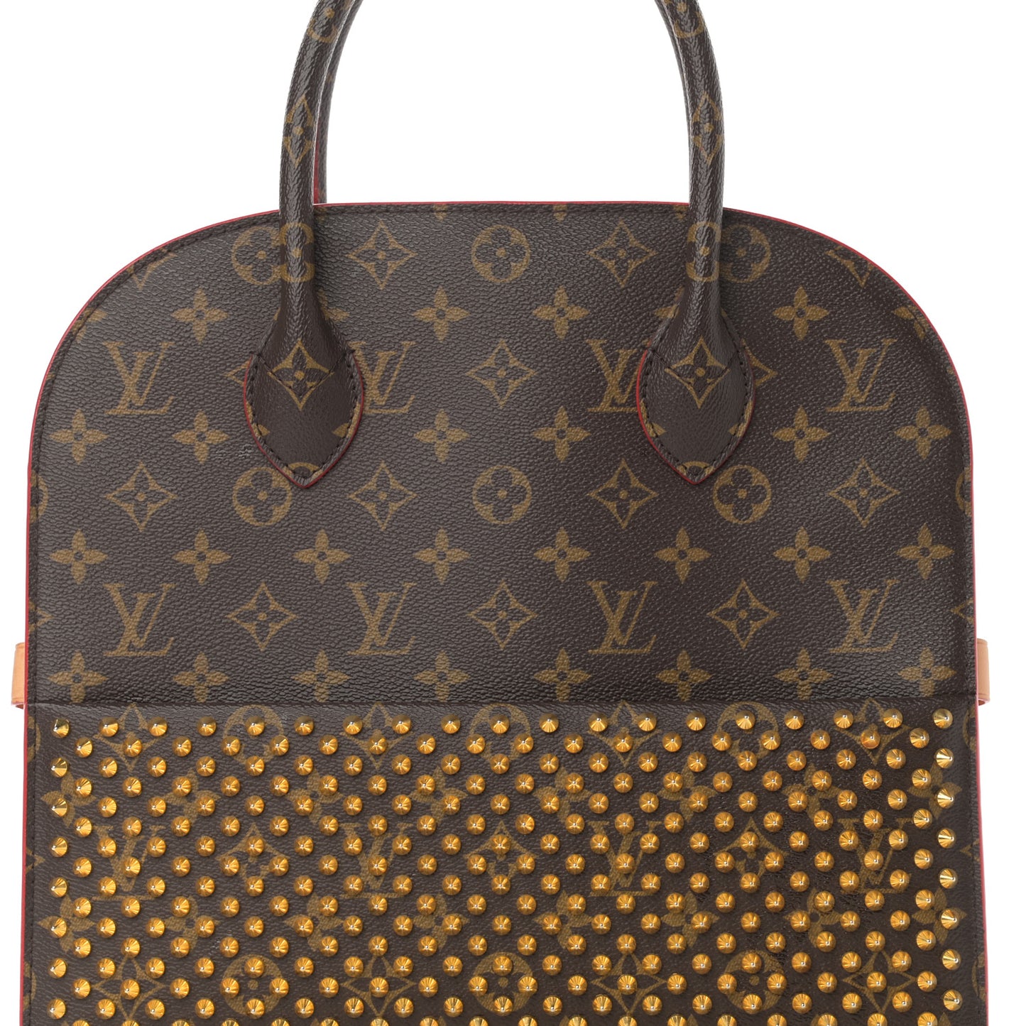 Monogram Calf Hair Spikes Iconoclasts Christian Louboutin Tote Red