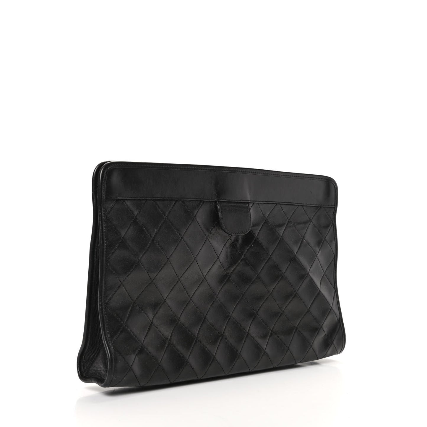 Lambskin Quilted CC Large Clutch Black