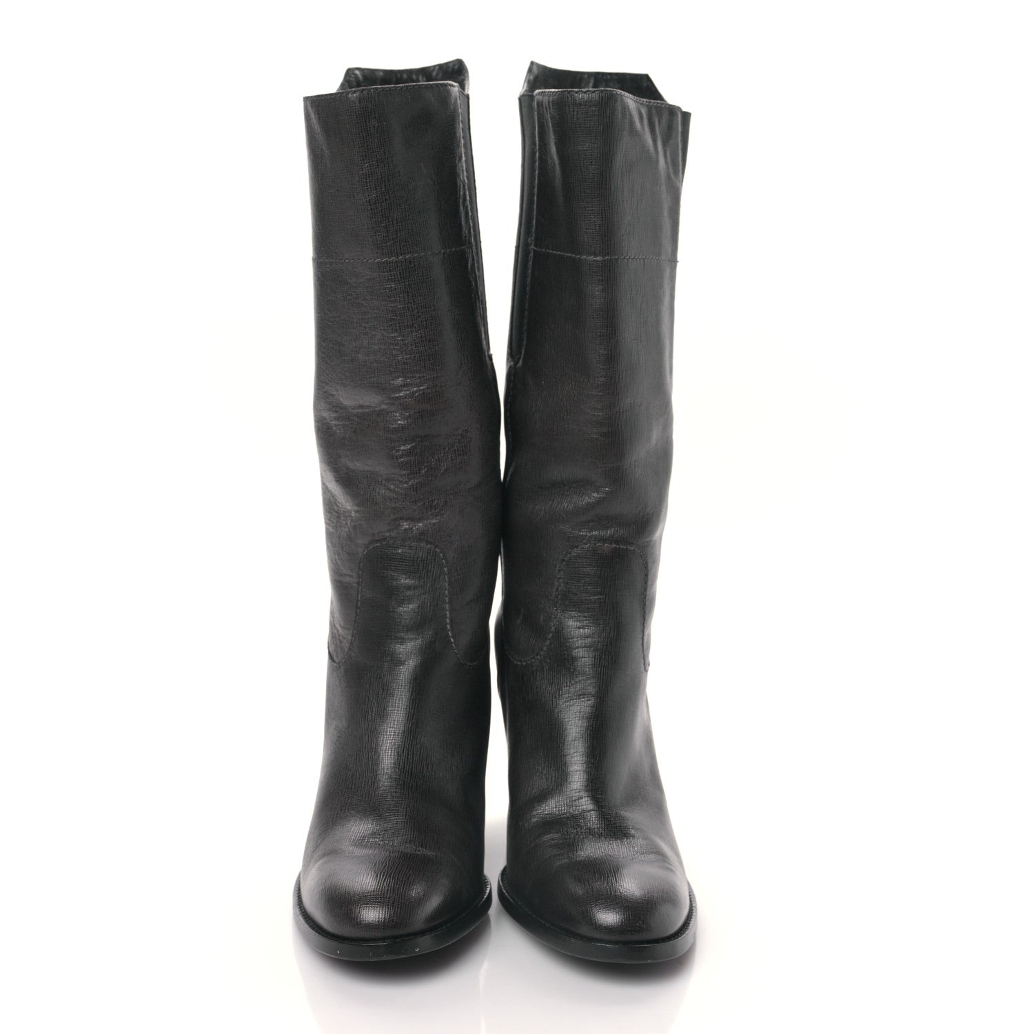 Chanel Textured Calfskin Coco Boy Tall Boots 40 Black 2 of 7