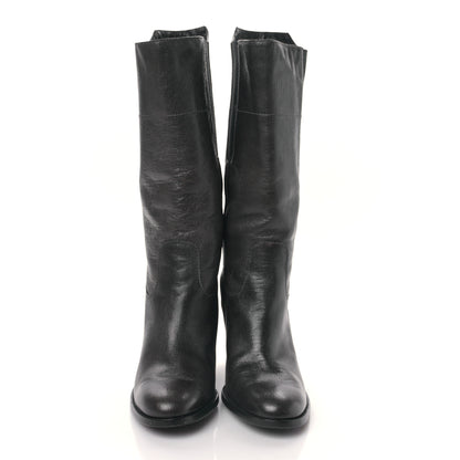 Chanel Textured Calfskin Coco Boy Tall Boots 40 Black 2 of 7